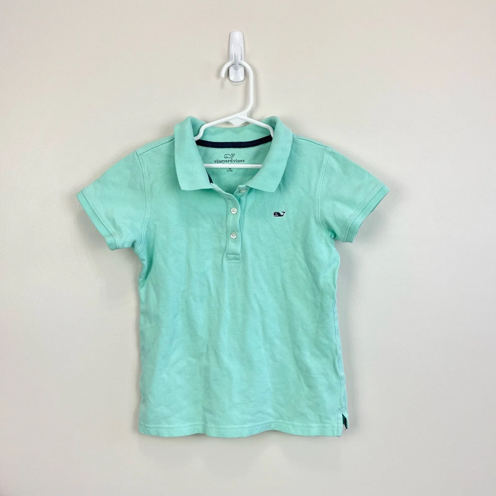 Vineyard Vines Girls Classic Green Pique Polo Shirt Small 7-8