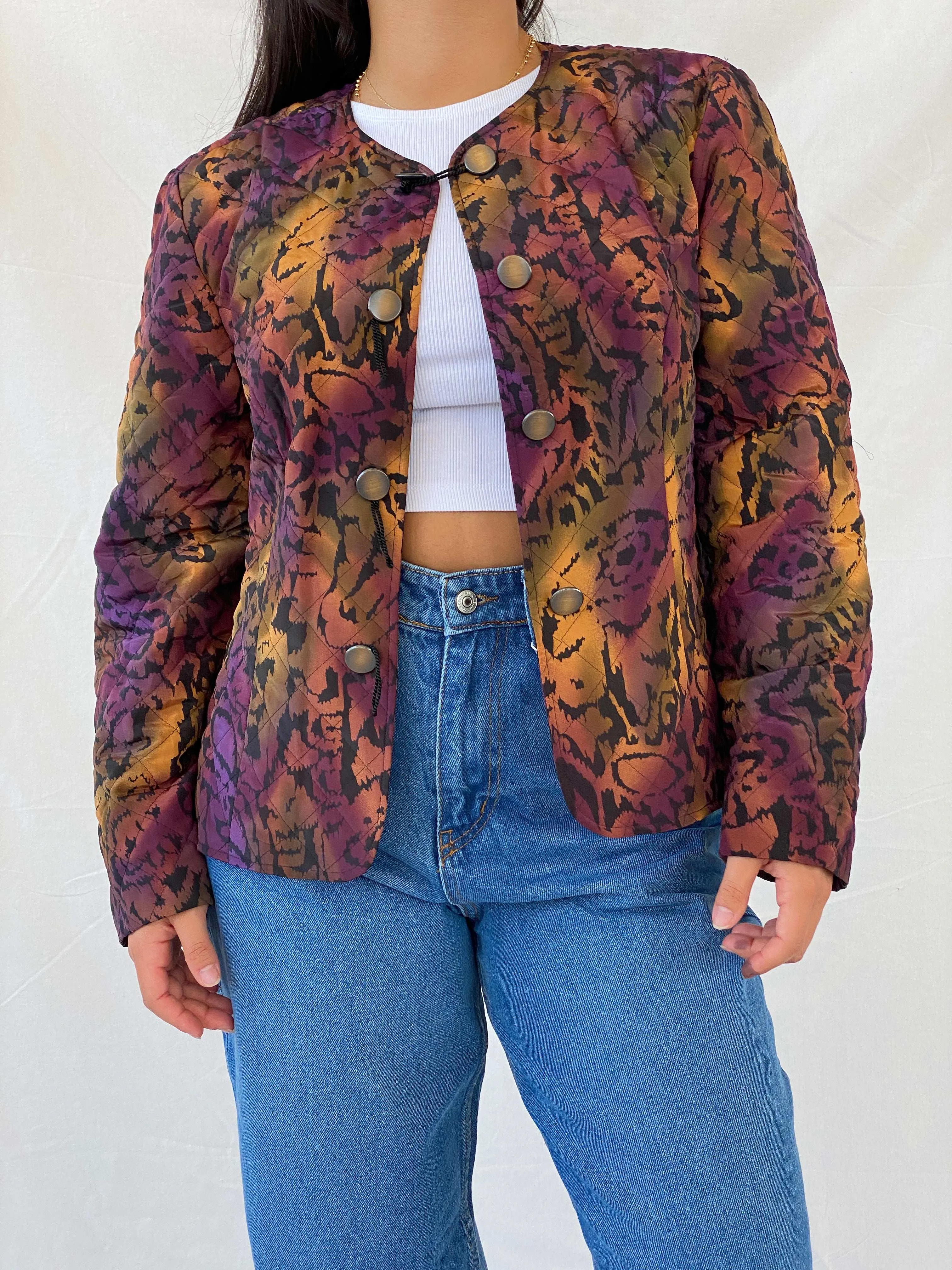 Vintage 80s Frankenwälder Purple Quilted Light Jacket - XL