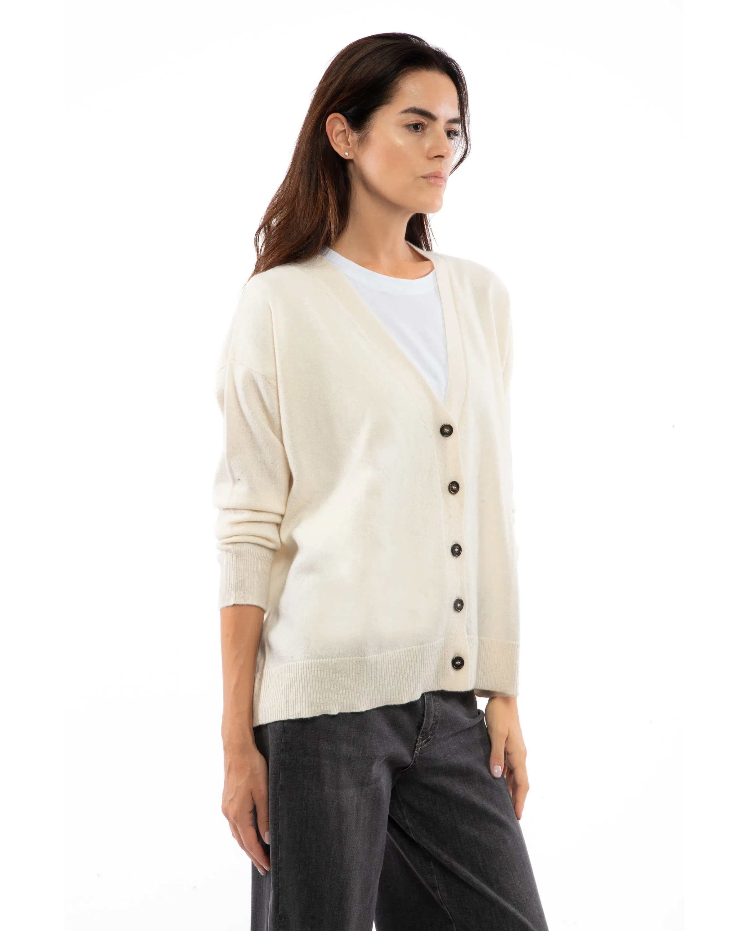 Women's Cashmere Oversized Cardigan Milk White