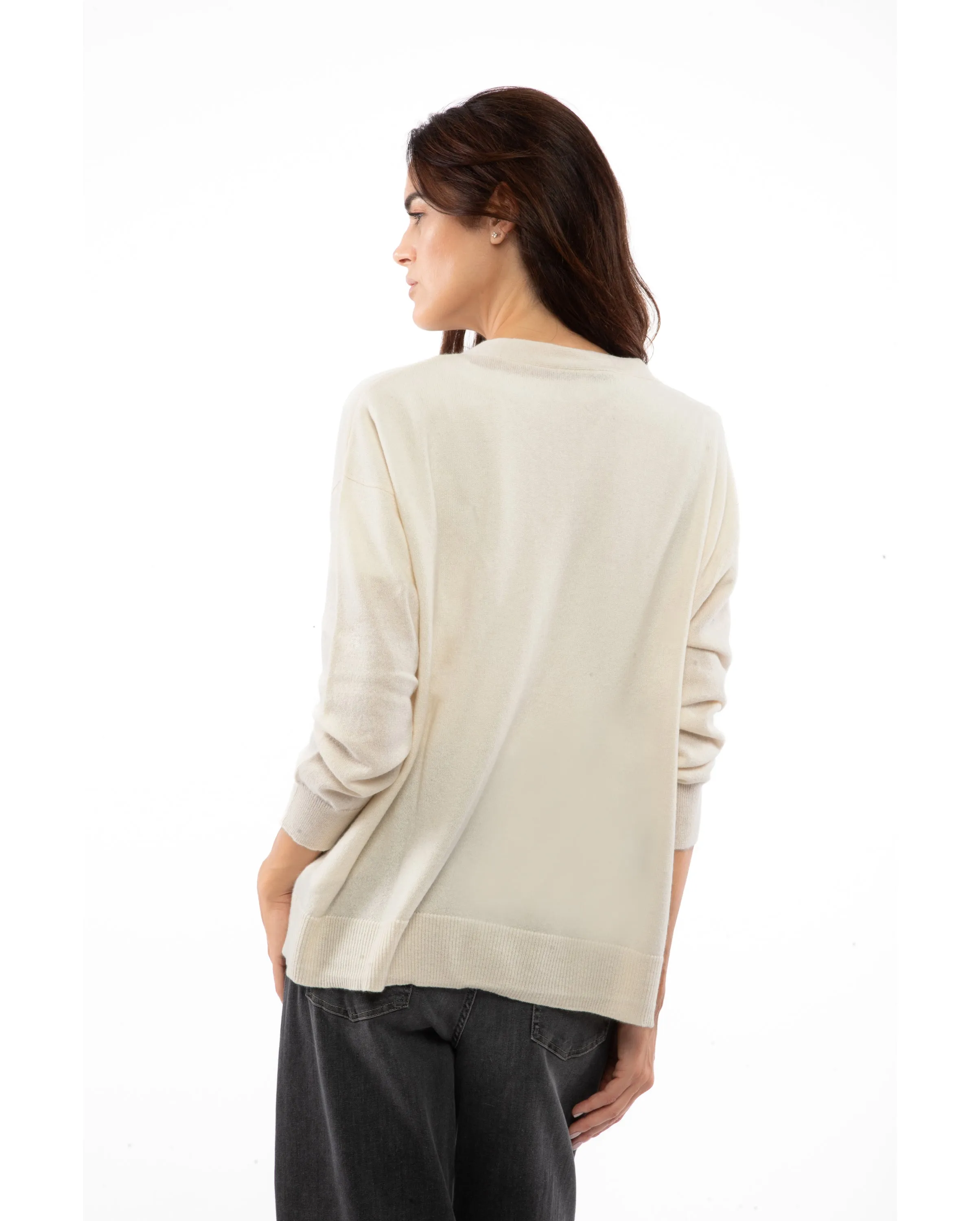 Women's Cashmere Oversized Cardigan Milk White