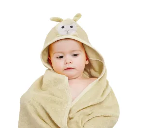 Yellow Sheep Cotton Hooded Baby Bath Towel with Baby Loofah